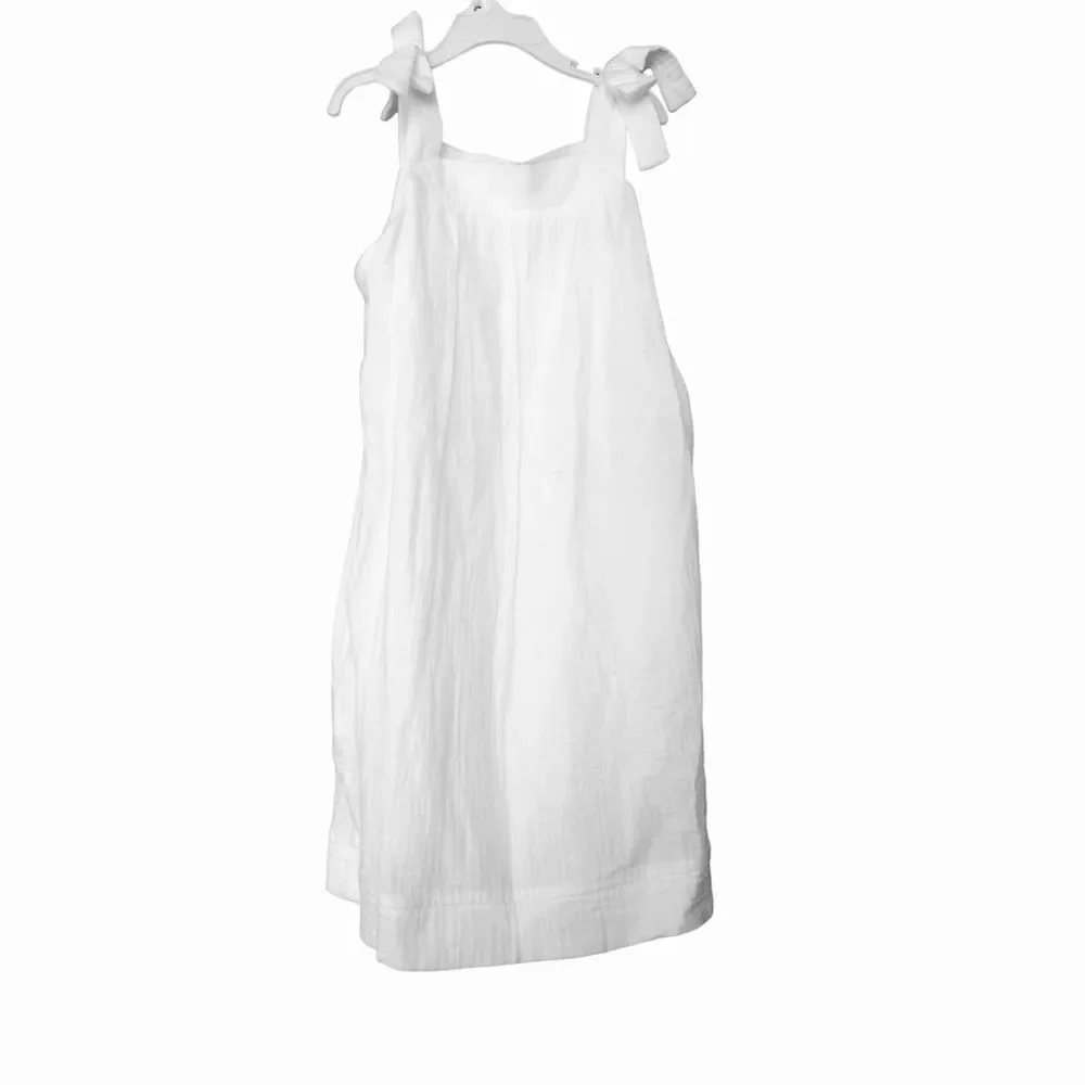 NWT GIRLS COOPER KEY WHITE SHOULDER STRAPS SIMPLE SUMMER DRESS WRINKLE LINED